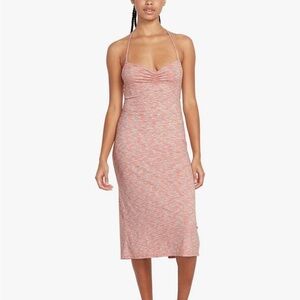🔥🔥Volcom Pink Ribbed Bodycon Midi Dress